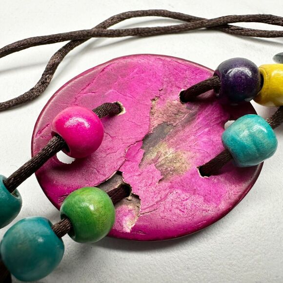 Colorful Coconut Shell Beaded Boho Tie Belt Small (S) ✨ - Picture 3 of 13